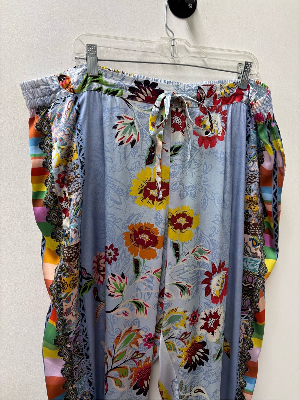 NWT Johnny Was Rainbow Liza Side Stripe Wide-Leg Silk Pants - Picture 5 of 10